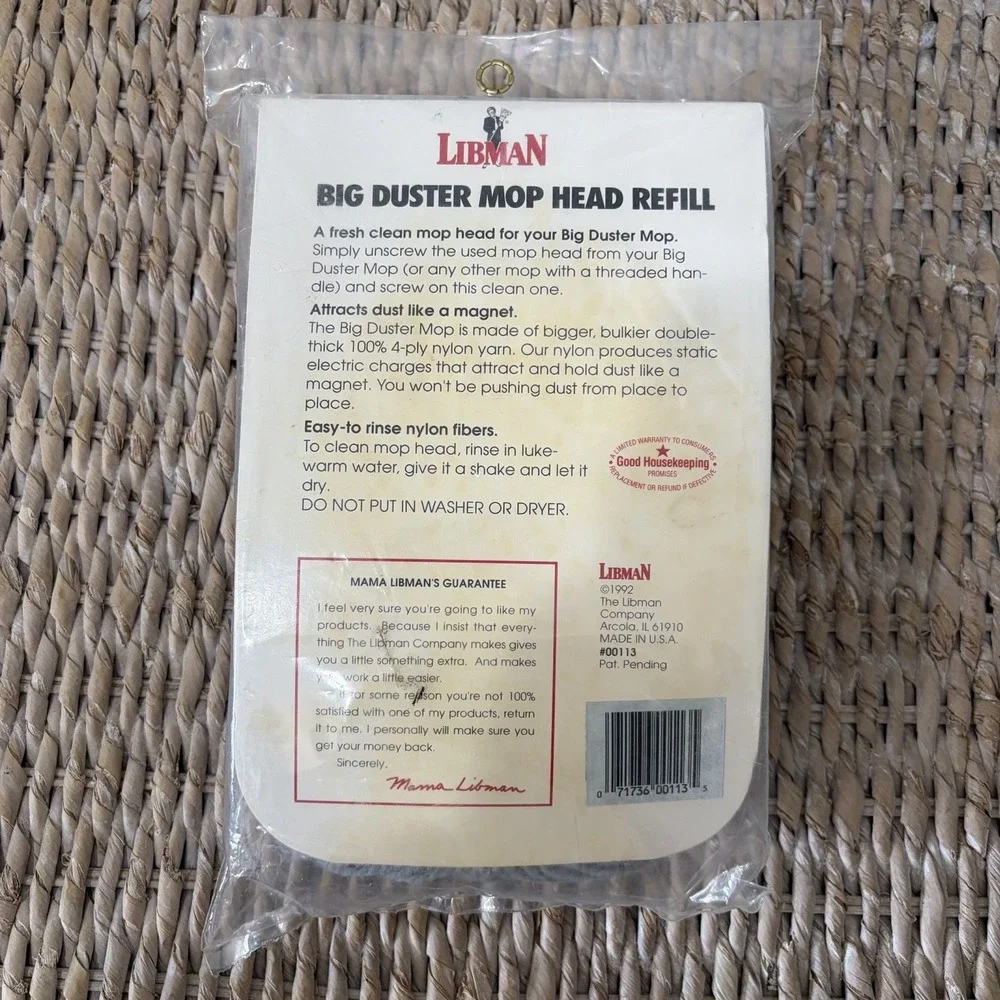 NEW Libman‎ big duster mop refill Nylon 1992 Made In USA